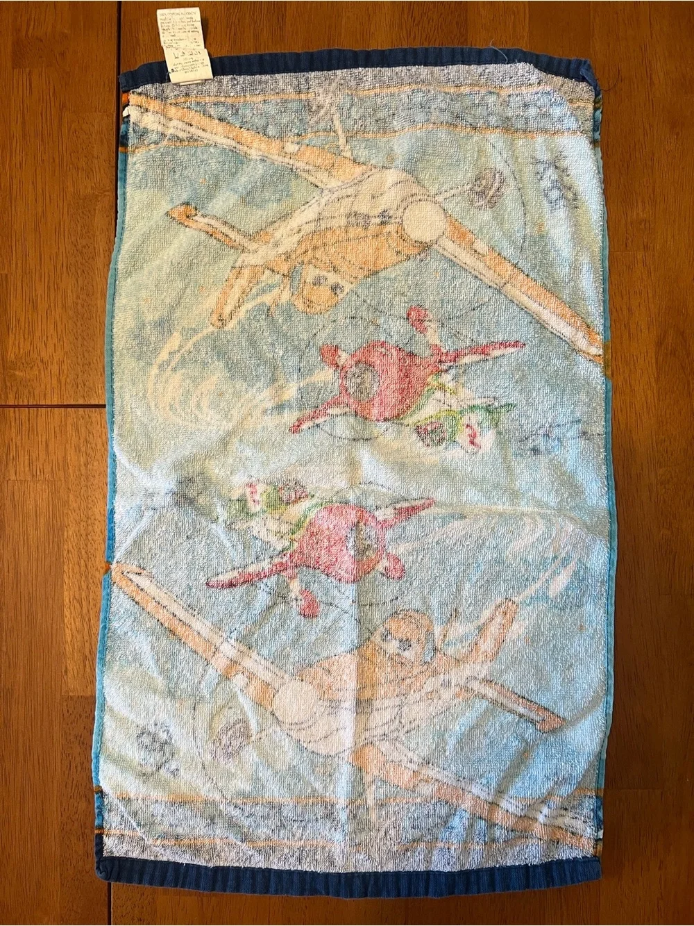 Kids Disney planes hand Towel - Bright Blue & Orange